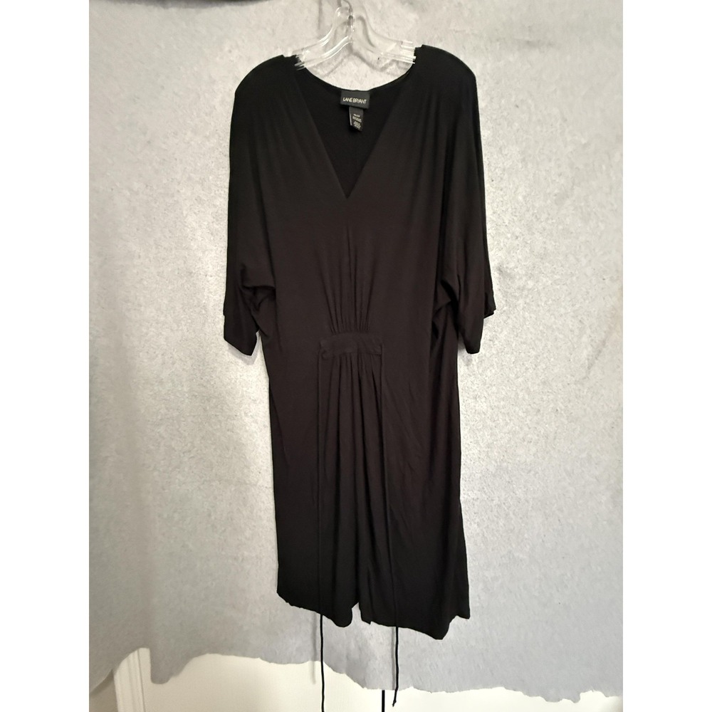 Lane Bryant‎ Dress Womens 18/20 Black Jersey V Neck 3/4 Sleeve Kaftan Midi Swing